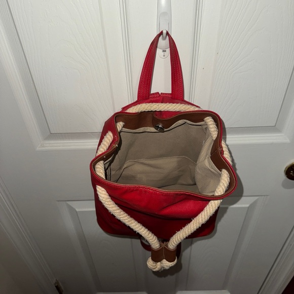 Red Leather Drawstring Backpack - Picture 4 of 7